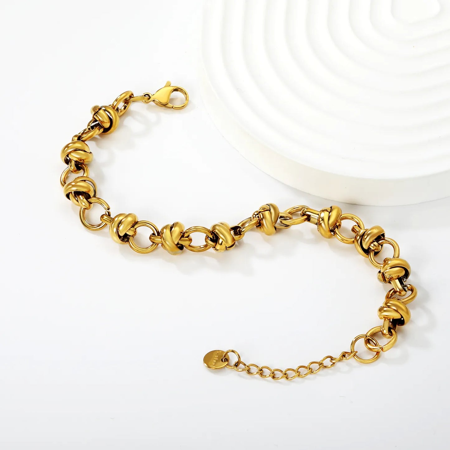 Wholesale Knot Link Chain Bracelet in Gold & Silver Stainless Steel | Adjustable Statement Bracelet for Bulk Order