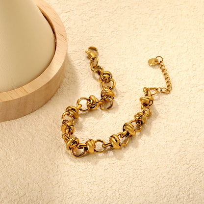 Wholesale Knot Link Chain Bracelet in Gold & Silver Stainless Steel | Adjustable Statement Bracelet for Bulk Order