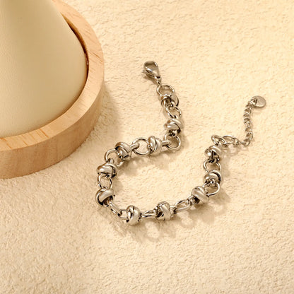 Wholesale Knot Link Chain Bracelet in Gold & Silver Stainless Steel | Adjustable Statement Bracelet for Bulk Order