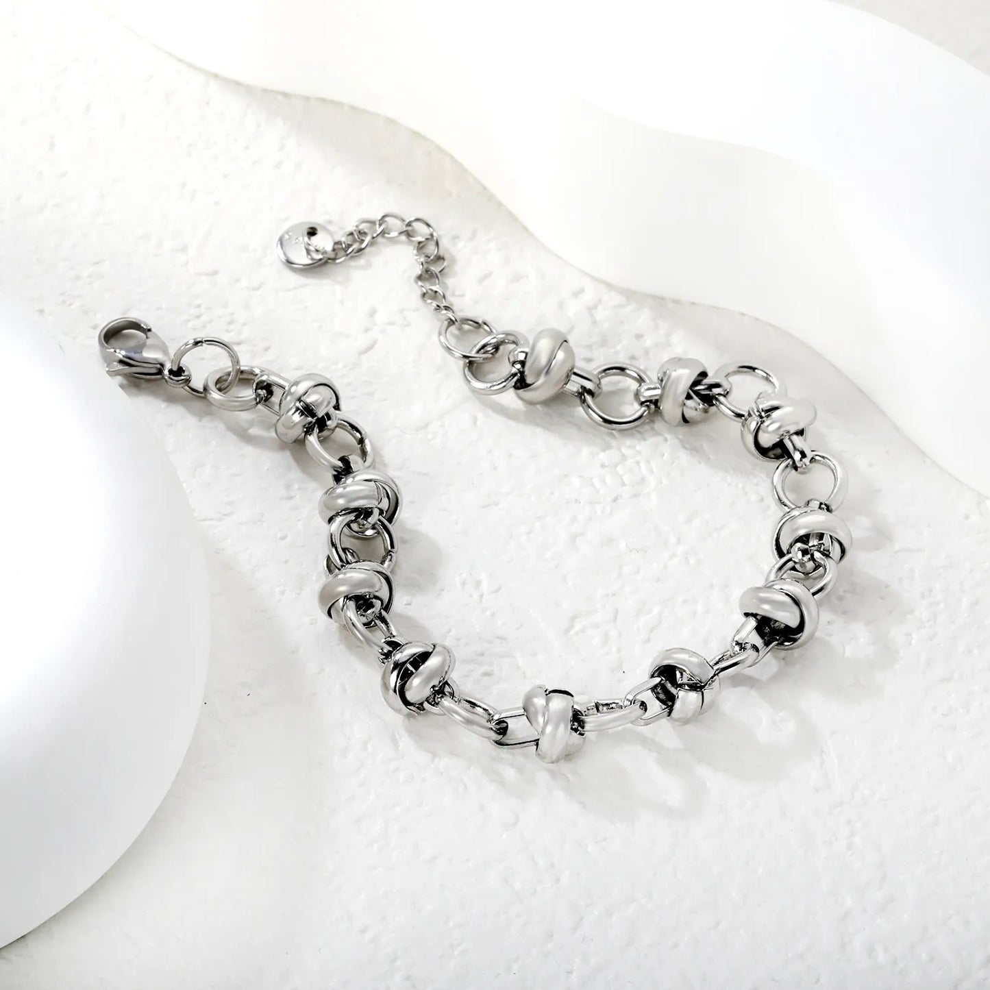 Wholesale Knot Link Chain Bracelet in Gold & Silver Stainless Steel | Adjustable Statement Bracelet for Bulk Order