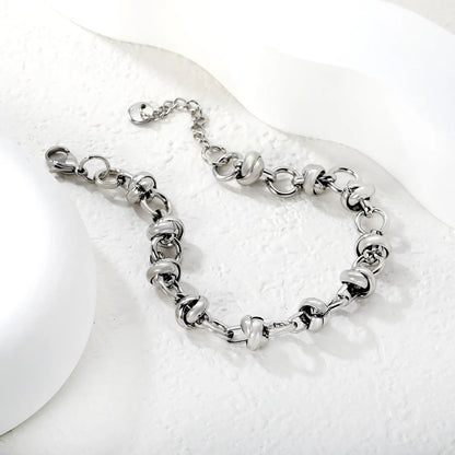 Wholesale Knot Link Chain Bracelet in Gold & Silver Stainless Steel | Adjustable Statement Bracelet for Bulk Order