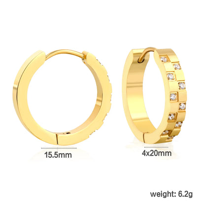 Gold-Plated Geometric Crystal Huggie Hoop Earrings – Stainless Steel | Wholesale | Low MOQ