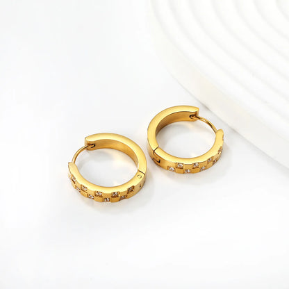 Gold-Plated Geometric Crystal Huggie Hoop Earrings – Stainless Steel | Wholesale | Low MOQ