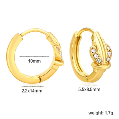 ✨ Wholesale Gold Stainless Steel Ear Cuff Set - 5 Styles / White Zircon | 10mm Inner Diameter (1.7-2.1g)