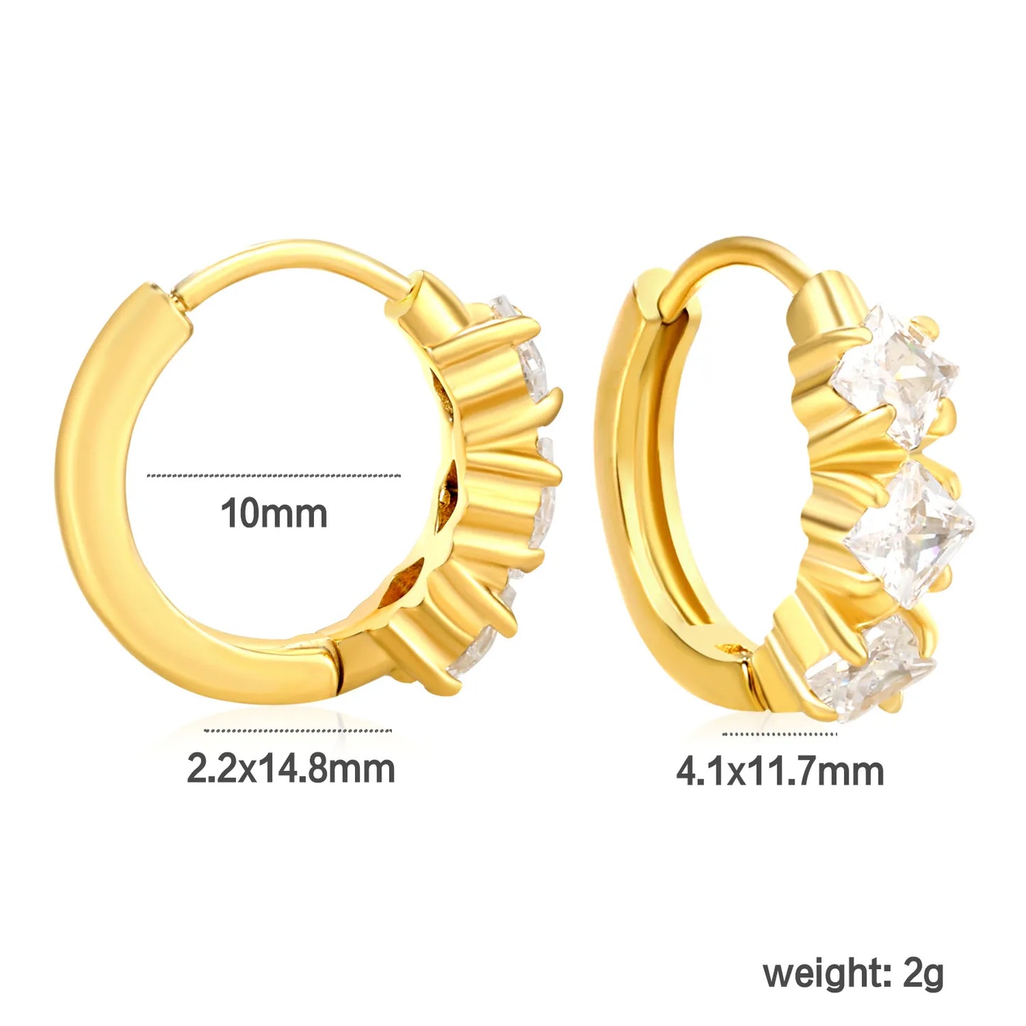 ✨ Wholesale Gold Stainless Steel Ear Cuff Set - 5 Styles / White Zircon | 10mm Inner Diameter (1.7-2.1g)