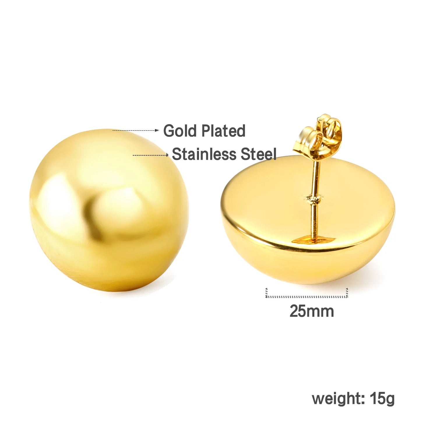 20mm/25mm half steel bead earrings