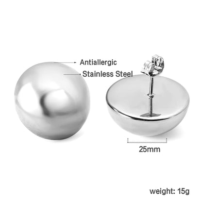 20mm/25mm half steel bead earrings