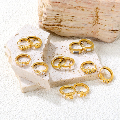 ✨ Wholesale Gold Floral & Butterfly Ear Cuffs - 6.2-10mm Designs w/ White Zircon | 10mm Adjustable Stainless Steel (1.6-2.5g)