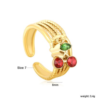 8mm Tall Open Ring – Gold-Plated Size #7 Series with Lapis Lazuli Blue Apatite African Turquoise & Cherry Tassels Wholesale with MOQ