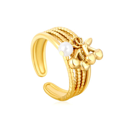 8mm Tall Open Ring – Gold-Plated Size #7 Series with Lapis Lazuli Blue Apatite African Turquoise & Cherry Tassels Wholesale with MOQ