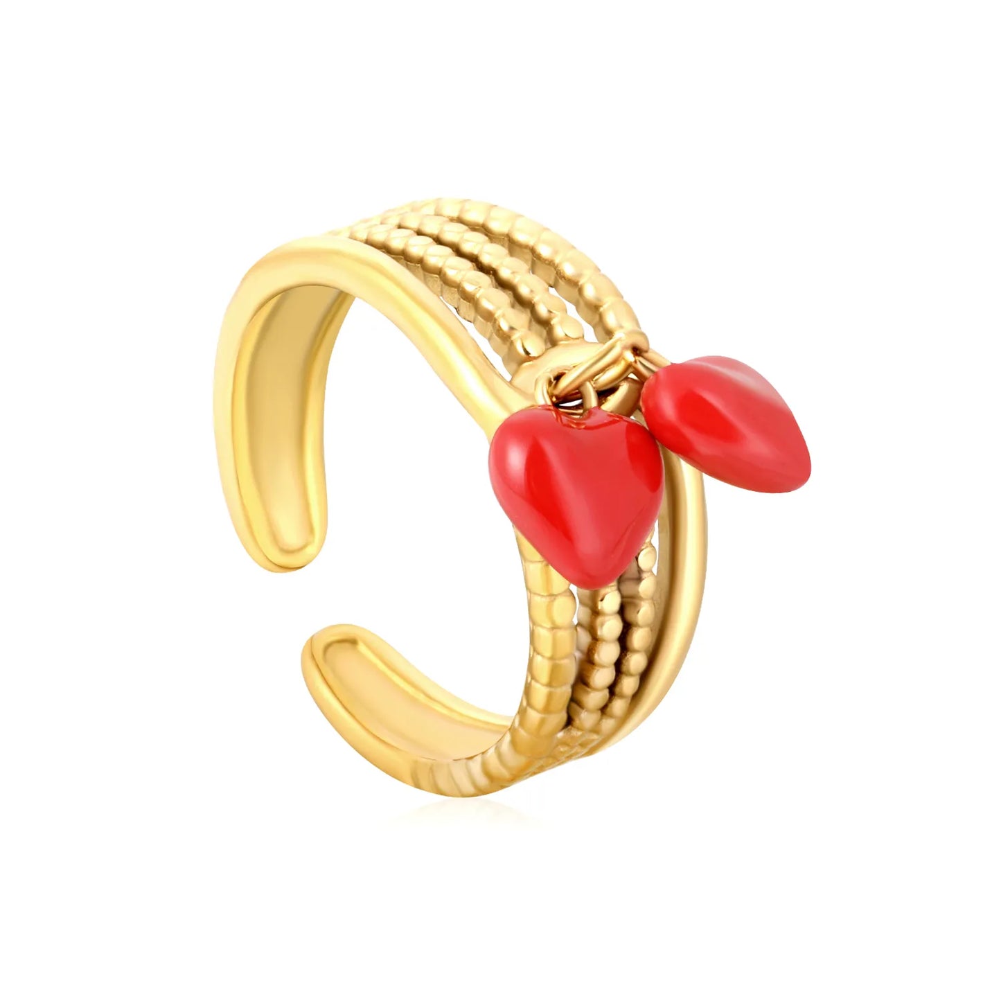 8mm Tall Open Ring – Gold-Plated Size #7 Series with Lapis Lazuli Blue Apatite African Turquoise & Cherry Tassels Wholesale with MOQ