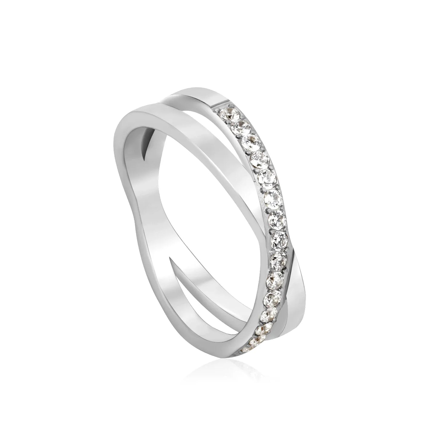 Wholesale Minimalist Crystal Stainless Steel  Band Ring Gold Finish Wholesale Ready MOQ 12