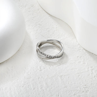 Wholesale Minimalist Crystal Stainless Steel  Band Ring Gold Finish Wholesale Ready MOQ 12