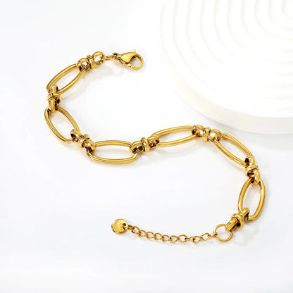 Gold-Plated Stainless Steel Oval Link Bracelet  Adjustable 18+3cm Wholesale  Low MOQ