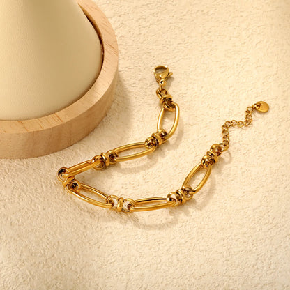 Gold-Plated Stainless Steel Oval Link Bracelet  Adjustable 18+3cm Wholesale  Low MOQ