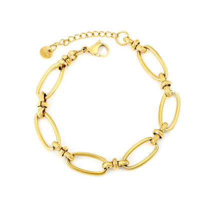 Gold-Plated Stainless Steel Oval Link Bracelet  Adjustable 18+3cm Wholesale  Low MOQ