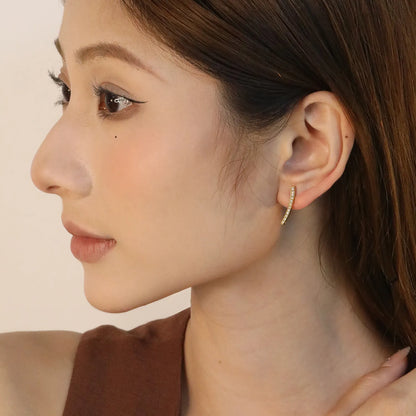 Wholesale 3.5x19.8mm Curved Bar Ear Studs | White Zirconia Arch Design | Gold Stainless Steel Earrings