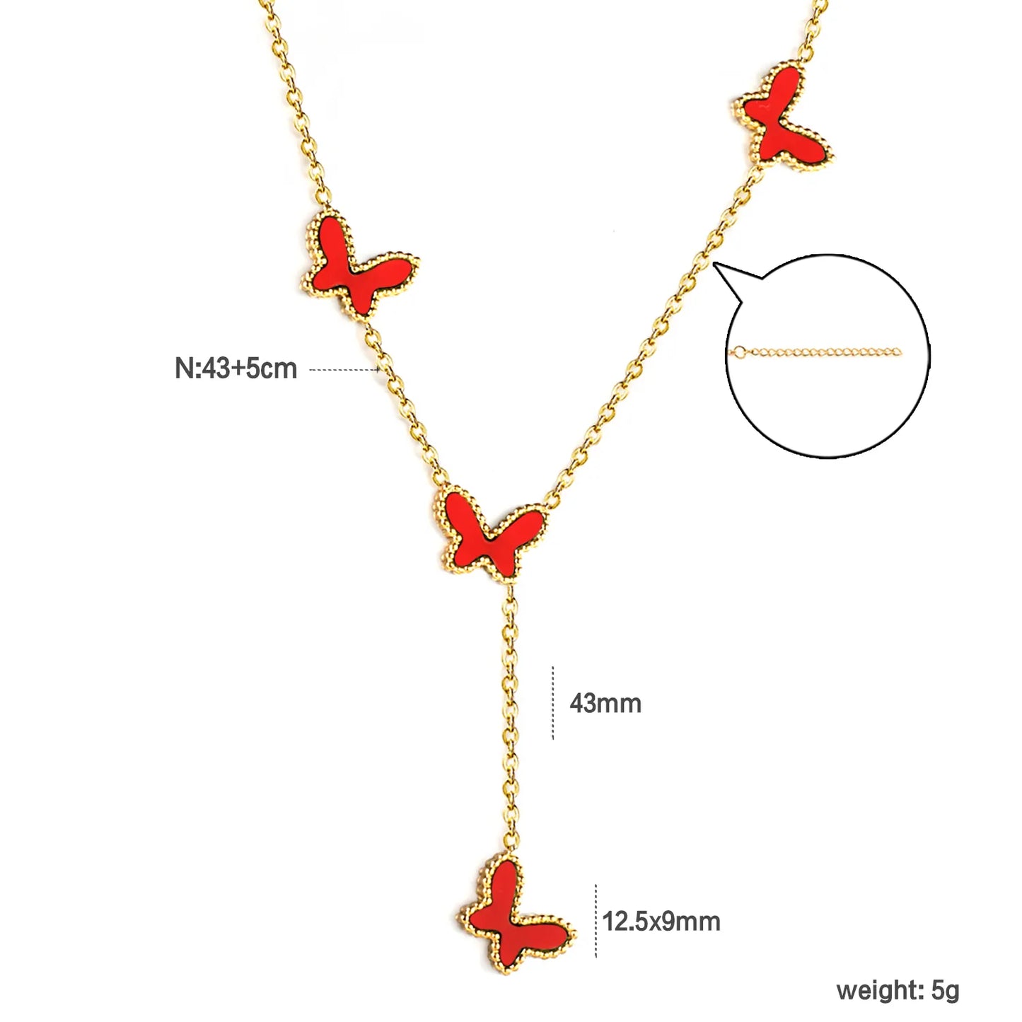 4-Piece Set Stainless Steel Butterfly Shell Pendant Necklaces - Wholesale for Retailers