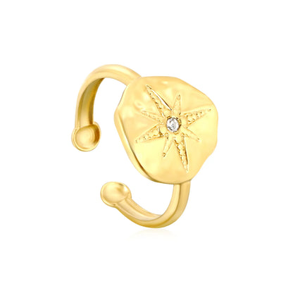 13.5mm Gold Starburst Open Ring | Golden Stainless Steel | Wholesale Bulk Order