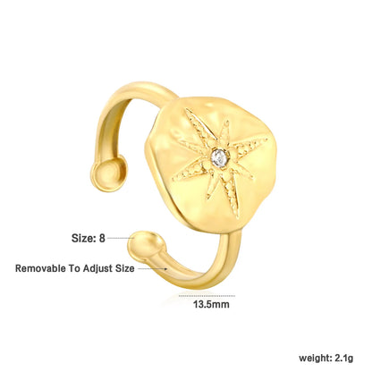 13.5mm Gold Starburst Open Ring | Golden Stainless Steel | Wholesale Bulk Order