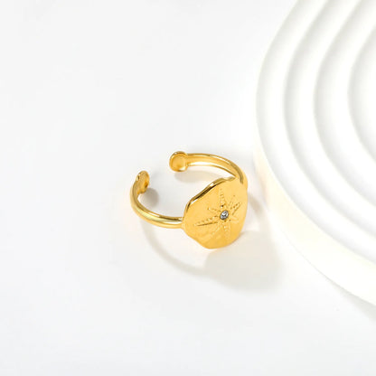 13.5mm Gold Starburst Open Ring | Golden Stainless Steel | Wholesale Bulk Order