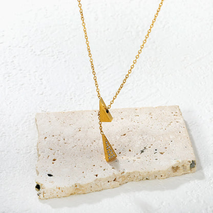 Wholesale Geometric Triangle Double Pendants Cross Chain (45+5 cm) with a 6mm Round End Tag Necklace