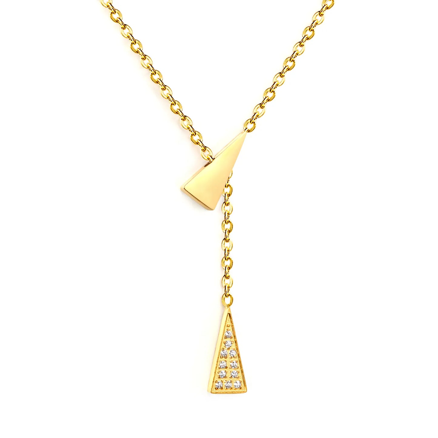 Wholesale Geometric Triangle Double Pendants Cross Chain (45+5 cm) with a 6mm Round End Tag Necklace