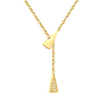 Wholesale Geometric Triangle Double Pendants Cross Chain (45+5 cm) with a 6mm Round End Tag Necklace