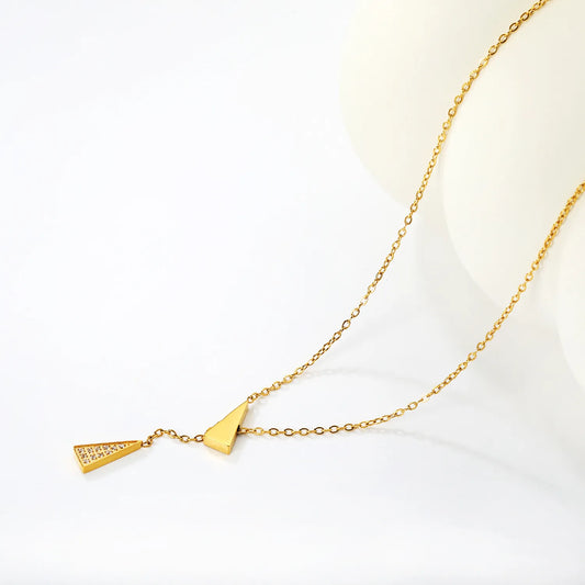 Wholesale Geometric Triangle Double Pendants Cross Chain (45+5 cm) with a 6mm Round End Tag Necklace