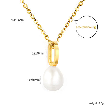 Gold Geometric Hollow Oval Link Necklace with Freshwater Pearls Cross Chain | Wholesale | Low MOQ