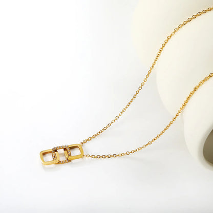 Gold-Plated Geometric Openwork Square Link Chain with Cross Pendant – Wholesale | Low MOQ