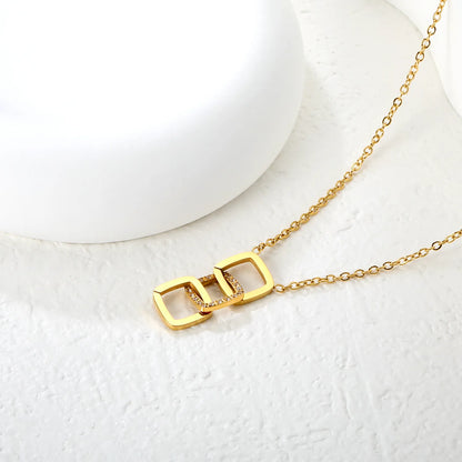 Gold-Plated Geometric Openwork Square Link Chain with Cross Pendant – Wholesale | Low MOQ