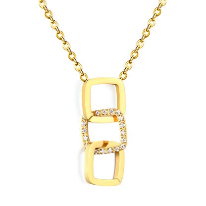 Gold-Plated Geometric Openwork Square Link Chain with Cross Pendant – Wholesale | Low MOQ