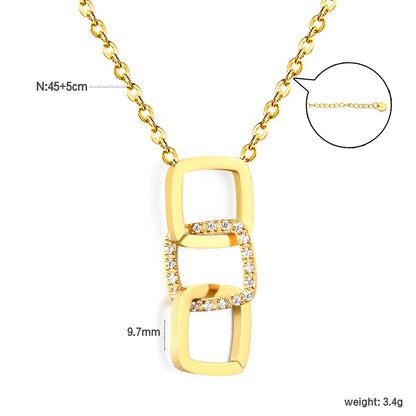 Gold-Plated Geometric Openwork Square Link Chain with Cross Pendant – Wholesale | Low MOQ