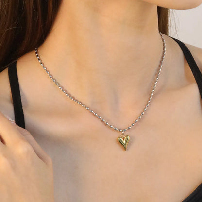 ✨ Minimalist Heart Necklace Wholesale 11.9x14.1mm Pendant | Adjustable Bead Chain | Hypoallergenic Steel Jewelry