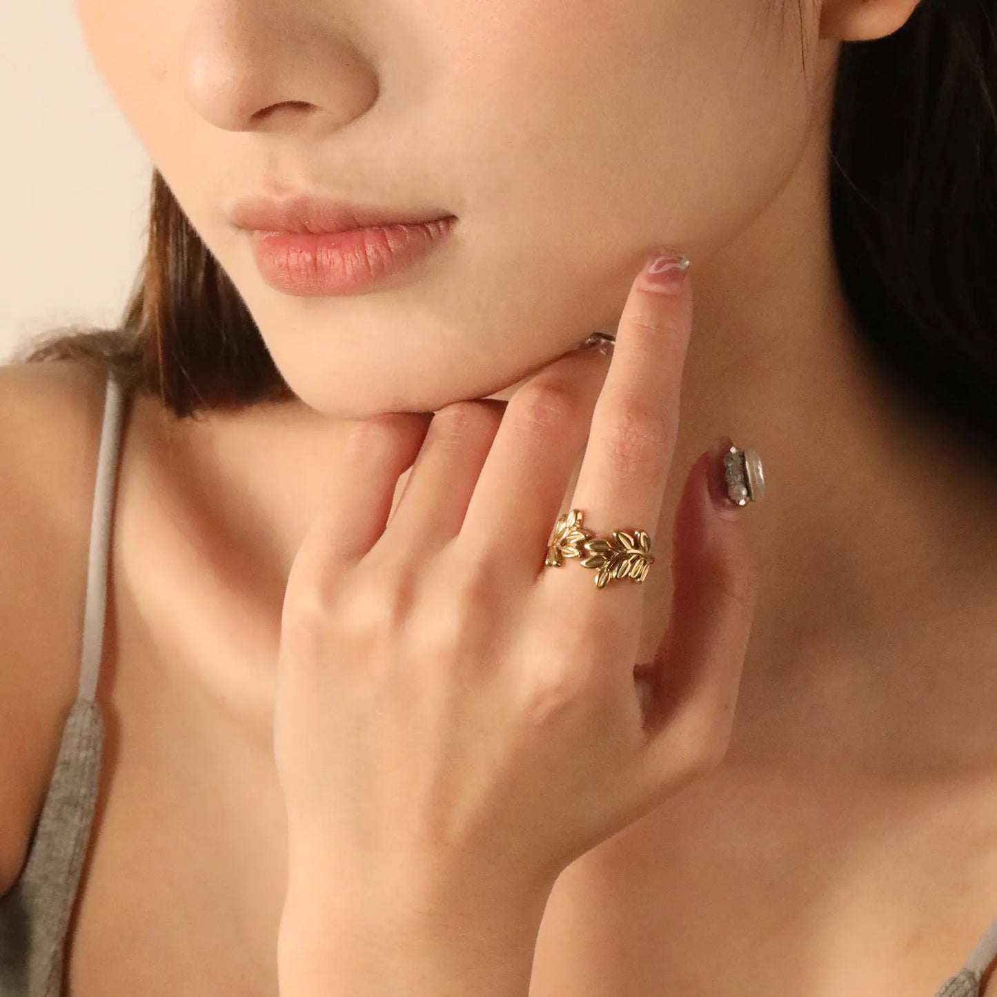 ✨ Wholesale Adjustable Gold Statement Ring - 11.8mm Height Stainless Steel w/ Removable Sizing Beads (Size 8｜2.8g)