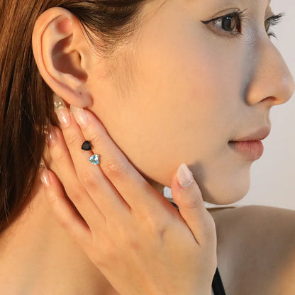 ✨ 6mm Heart Twist Plugs Wholesale Gold Spiral Ear Gauges with Black/Blue Diamonds | Hypoallergenic Body Jewelry Bulk