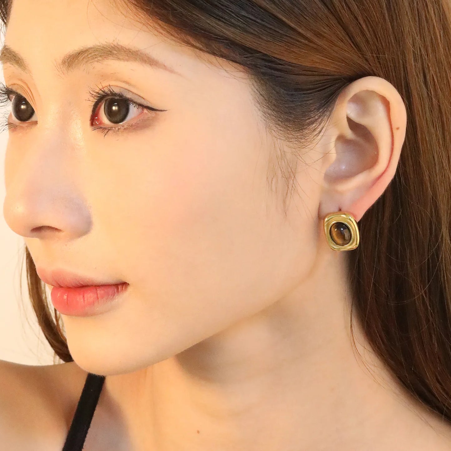 ✨ Natural Tiger Eye Studs Wholesale 14.4x17.2mm Mixed-Cut | Gold Plated Earrings | 6.5g Luxury Weight