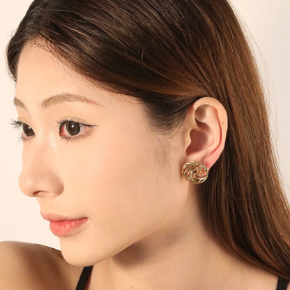 ✨ Wholesale 19.7mm Gold Floral Hoop Earrings Round Wreath Design | 5.2g Stainless Steel Earrings Bulk | Hypoallergenic