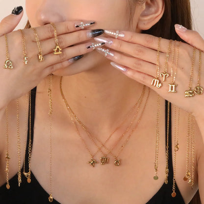 ✨🔯 Wholesale Zodiac Necklace Set | 12 Gold Steel Pendants | 45cm