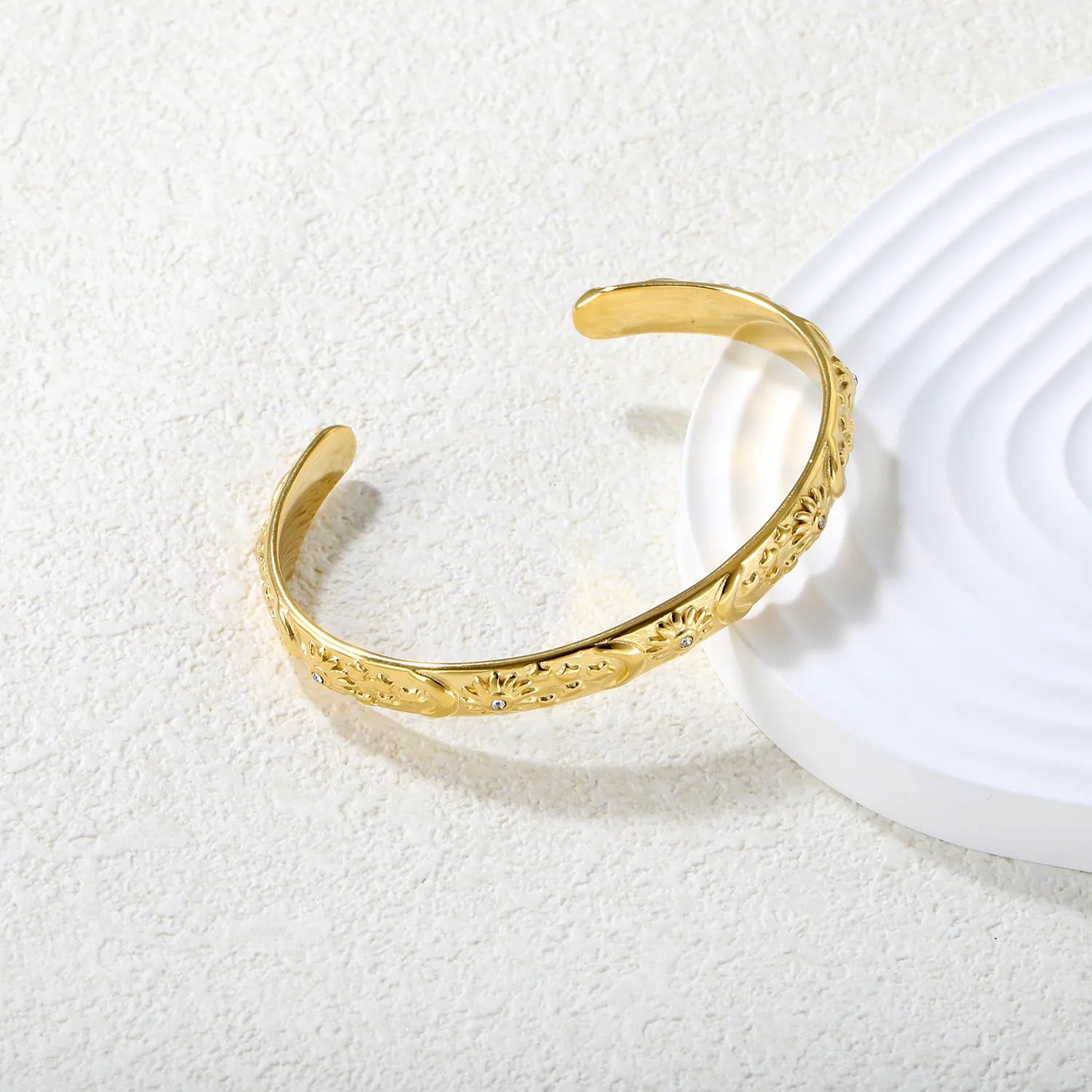 ✨ Wholesale 7.7mm Celestial Bangle | Star Moon Sun | Gold/Steel