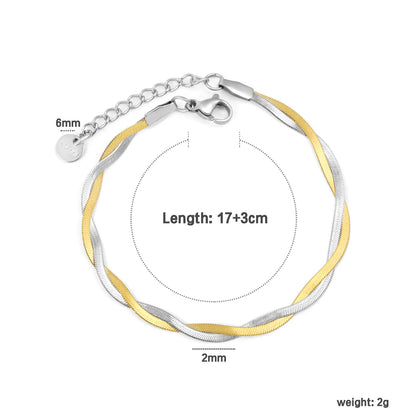 Wholesale Blade Chain Bracelet | 2mm Wide 17+5cm Adjustable | Silver or Two-Tone Steel | Unisex Industrial Jewelry