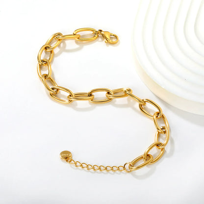 Wholesale Gold Curb Chain Bracelet | 5.2x29mm Link Design | 18+3cm Adjustable | Stainless Steel Timeless Jewelry