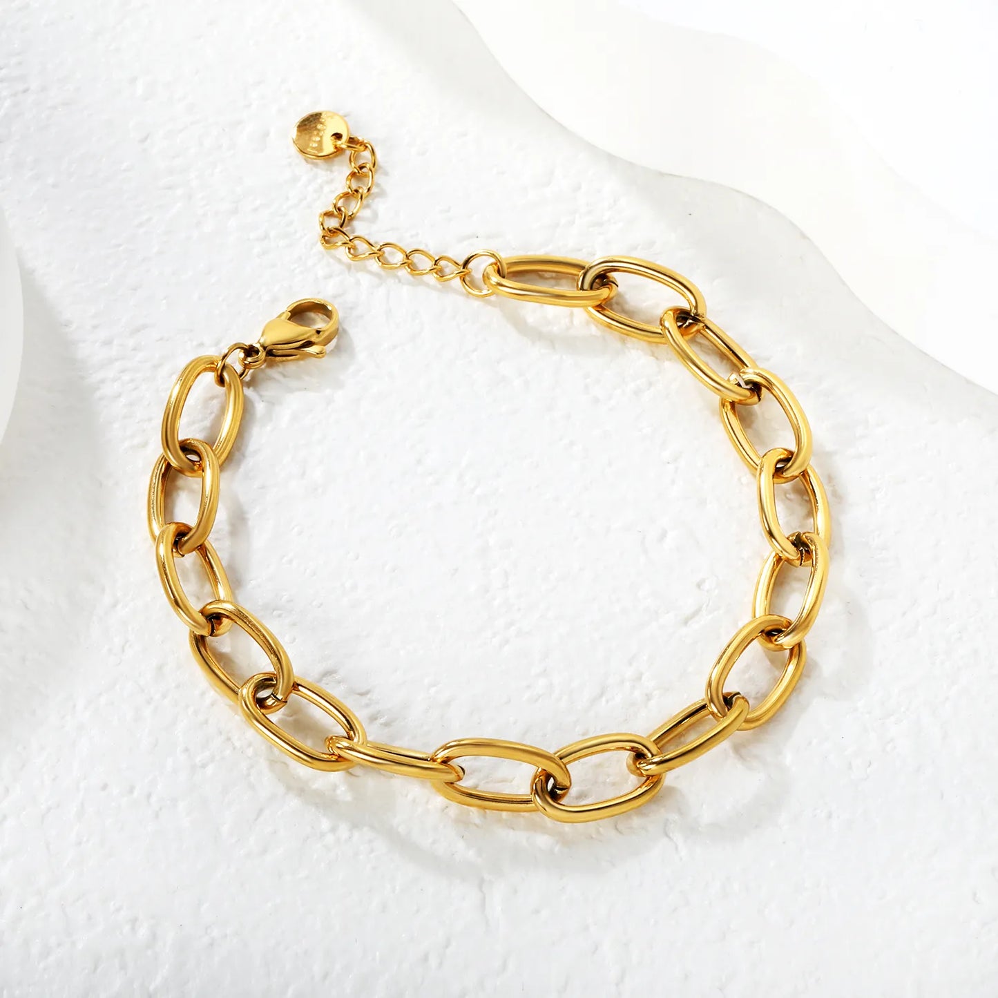 Wholesale Gold Curb Chain Bracelet | 5.2x29mm Link Design | 18+3cm Adjustable | Stainless Steel Timeless Jewelry
