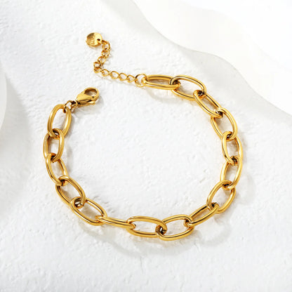Wholesale Gold Curb Chain Bracelet | 5.2x29mm Link Design | 18+3cm Adjustable | Stainless Steel Timeless Jewelry
