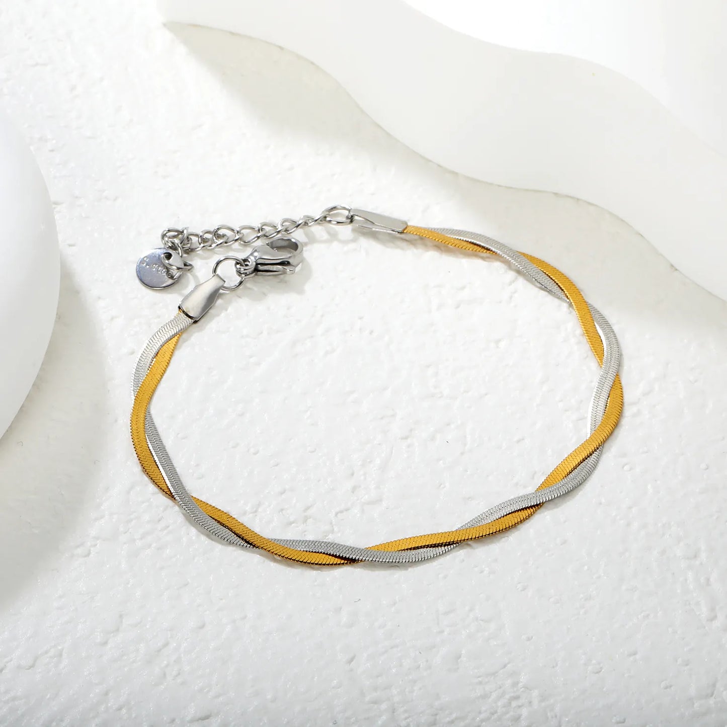 Wholesale Blade Chain Bracelet | 2mm Wide 17+5cm Adjustable | Silver or Two-Tone Steel | Unisex Industrial Jewelry