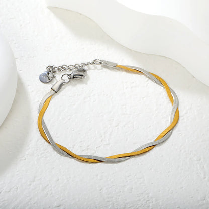 Wholesale Blade Chain Bracelet | 2mm Wide 17+5cm Adjustable | Silver or Two-Tone Steel | Unisex Industrial Jewelry