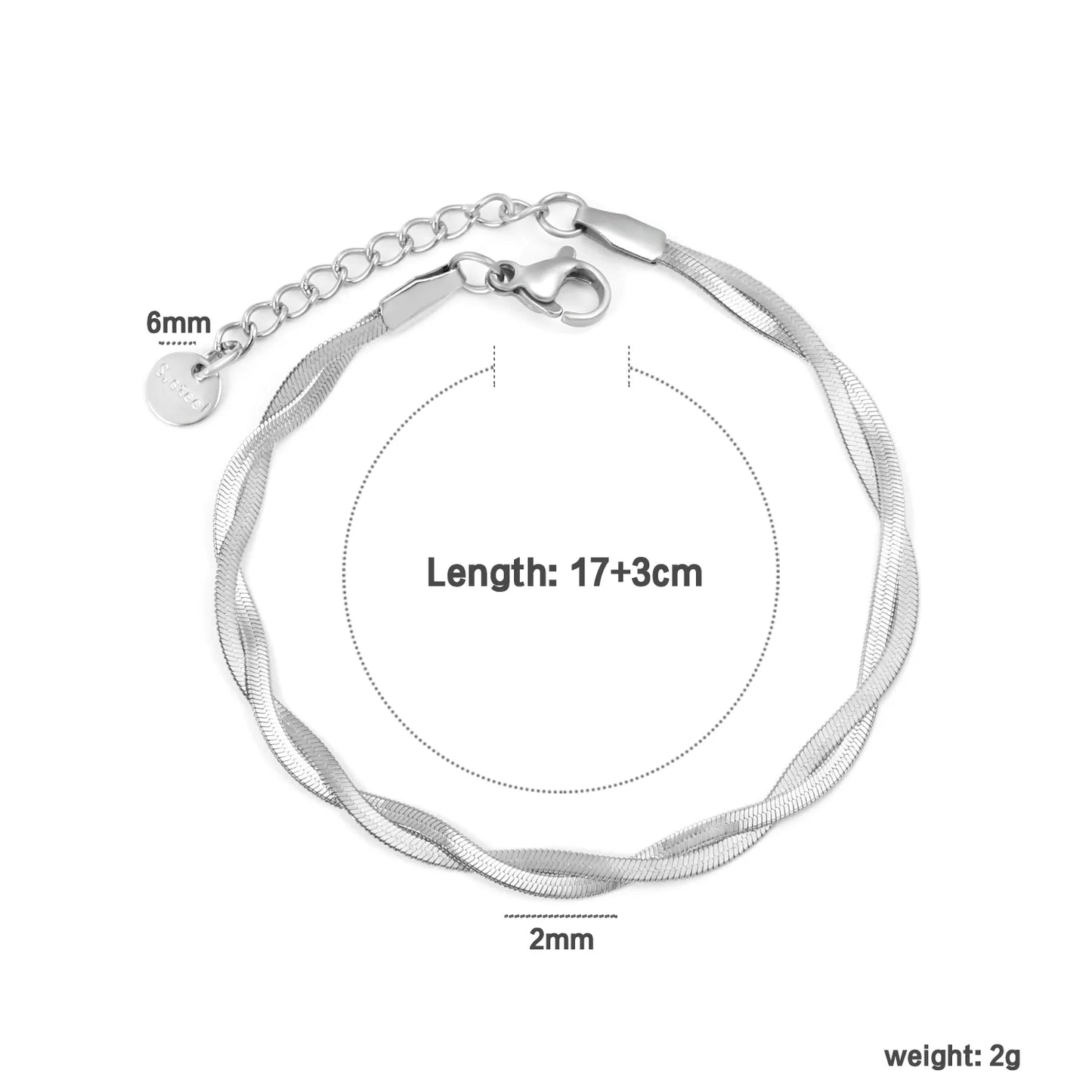 Wholesale Blade Chain Bracelet | 2mm Wide 17+5cm Adjustable | Silver or Two-Tone Steel | Unisex Industrial Jewelry