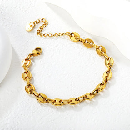 Wholesale Button Design Bracelet | 9.3x7.4mm Minimalist Charm | 18+5cm Adjustable Chain | Gold or Steel Color Jewelry