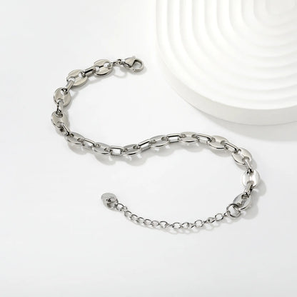 Wholesale Button Design Bracelet | 9.3x7.4mm Minimalist Charm | 18+5cm Adjustable Chain | Gold or Steel Color Jewelry